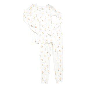 PETIT LEM Off White Big Girls Floral Pajama Top And Pants Set